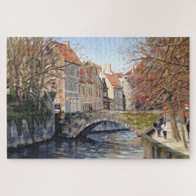 Quebra-cabeça Ponte Velha Encantadora sobre Canal em Bruges Cêni (Horizontal)