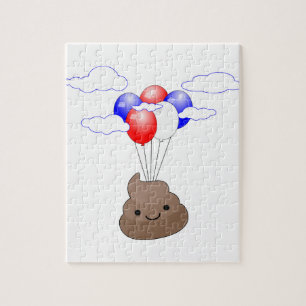 Quebra-cabeça Poo Emoji Voando Com Balões