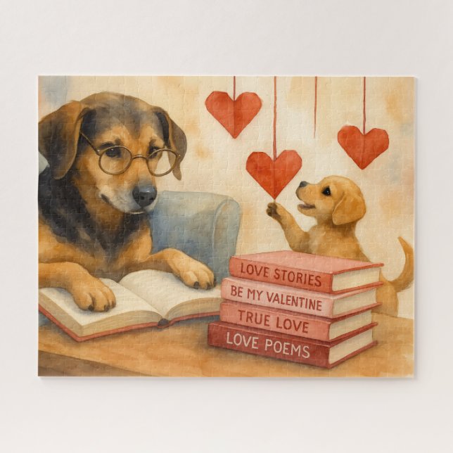 Quebra-cabeça Pooch Estúdio com Corações (Horizontal)