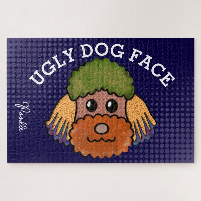 Quebra-cabeça Poodle feio rosto de cão 1000 peças (Horizontal)