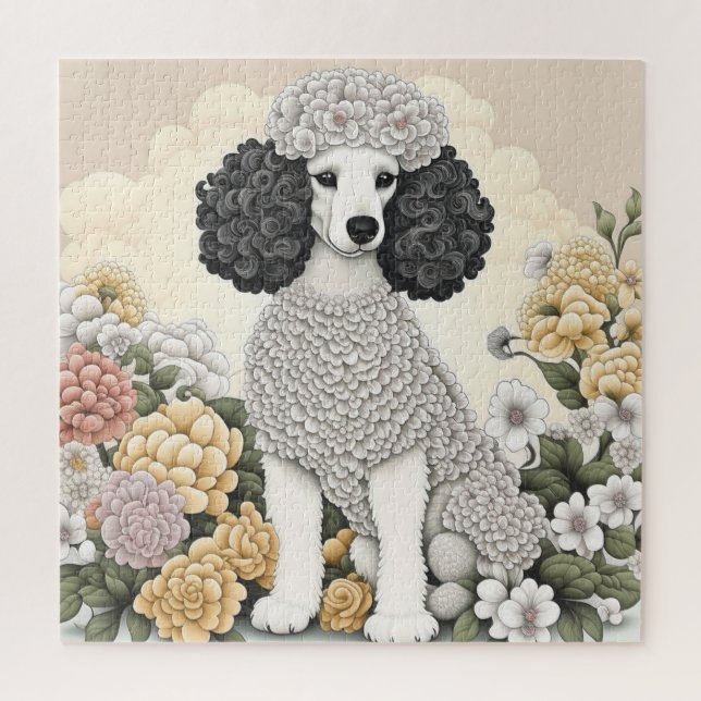 Quebra-cabeça Poodle in Whimsical Flowers (Vertical)