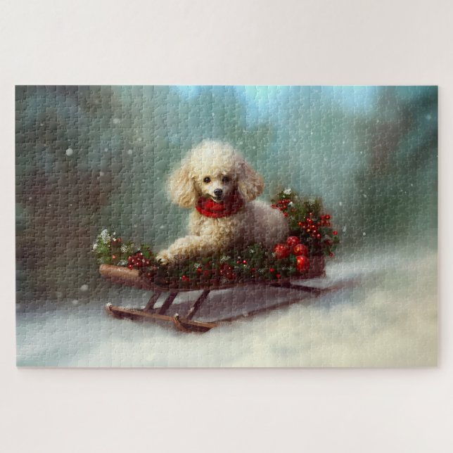 Quebra-cabeça Poodle Natal neve inverno (Horizontal)