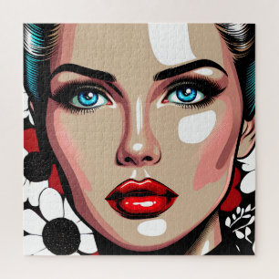Quebra-cabeça Pop Art Ai Comic Book Face de Mulher