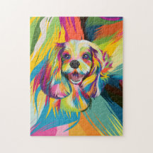 Pop Art Cavalier King Charles Spaniel Quebra-cabeç