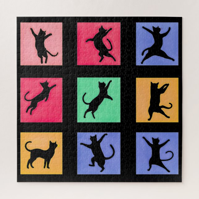 Quebra-cabeça Pop Art Dancing Cat Silhouettes (Vertical)