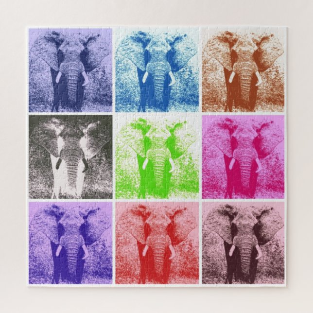 Quebra-cabeça Pop Art Elephant Retro Animal Art Art Art Art Art (Vertical)