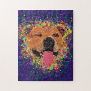 Quebra-cabeça Pop art feliz do pitbull
