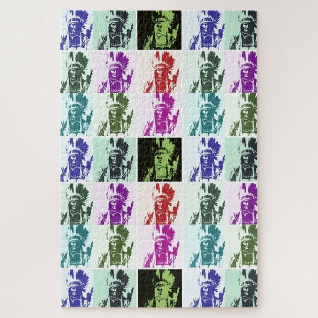 Quebra-cabeça Pop Art Geronimo Chefe da Legenda Indiana (Vertical)