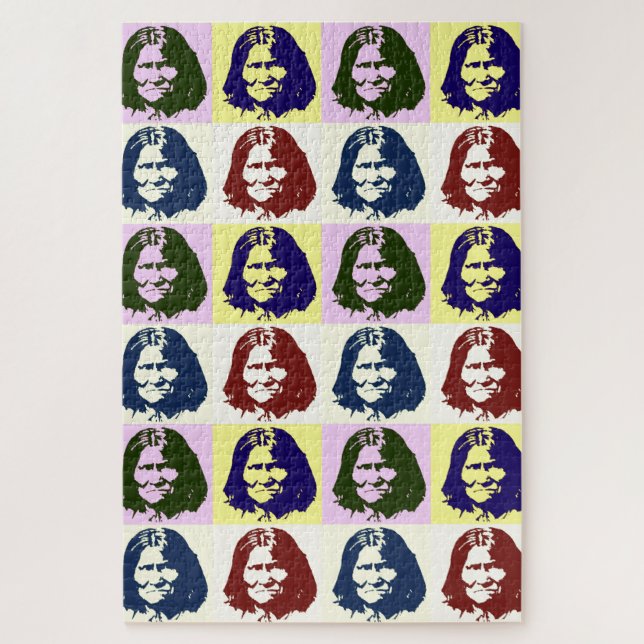 Quebra-cabeça Pop Art Geronimo Chefe da Legenda Indiana (Vertical)