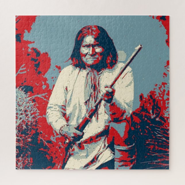Quebra-cabeça Pop Art Geronimo Chefe da Legenda Indiana (Vertical)
