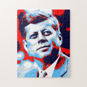 Quebra-cabeça Pop Art JFK John F. Kennedy Red Blue