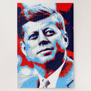 Quebra-cabeça Pop Art JFK John F. Kennedy Red Blue