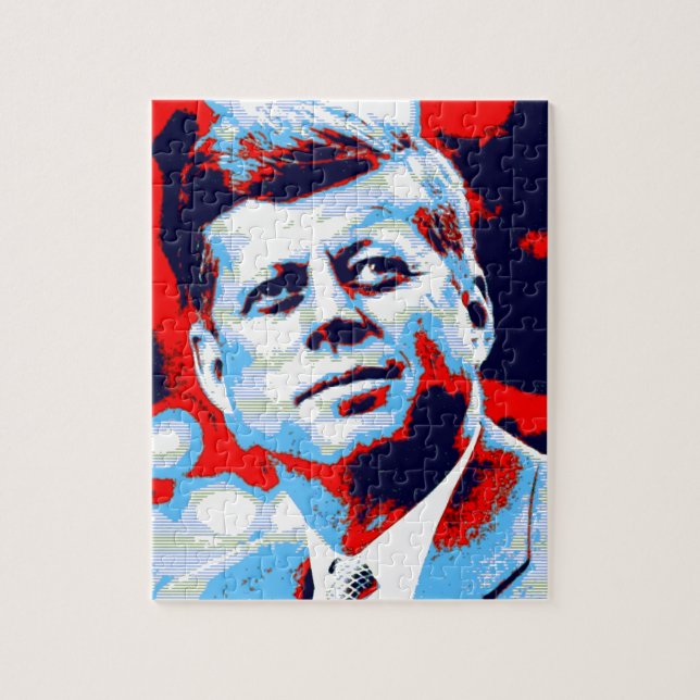 Quebra-cabeça Pop Art JFK John F. Kennedy Red Blue (Vertical)
