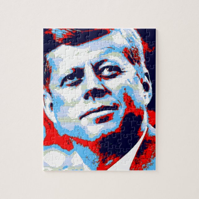 Quebra-cabeça Pop Art JFK John F. Kennedy Red Blue (Vertical)