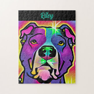 Quebra-cabeça Pop de Arte do Cão Pitbull Personalizada