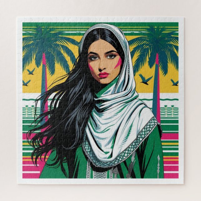 Quebra-cabeça "Pop Saudita Queen - Arte de Patrimônio Negrito pa (Vertical)