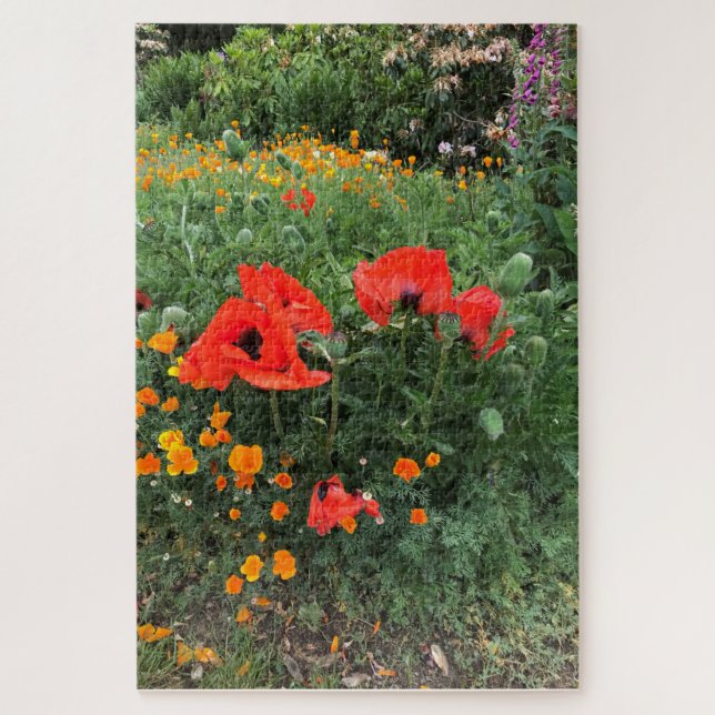Quebra-cabeça Poppies em um Jardim Inglês (Vertical)