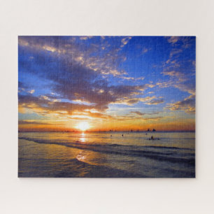 Quebra-cabeça pôr do sol da praia branca