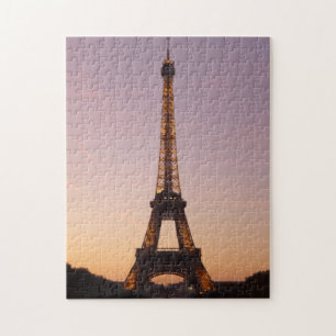 Quebra-cabeça pôr do sol da torre eiffel