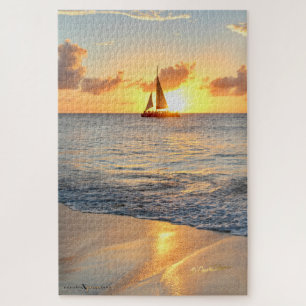 Quebra-cabeça Por do sol do clube da praia de Aruba