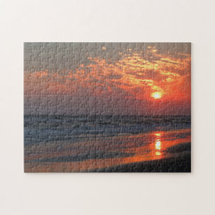 Quebra-cabeça Por do sol do oceano - ilha do carvalho, NC