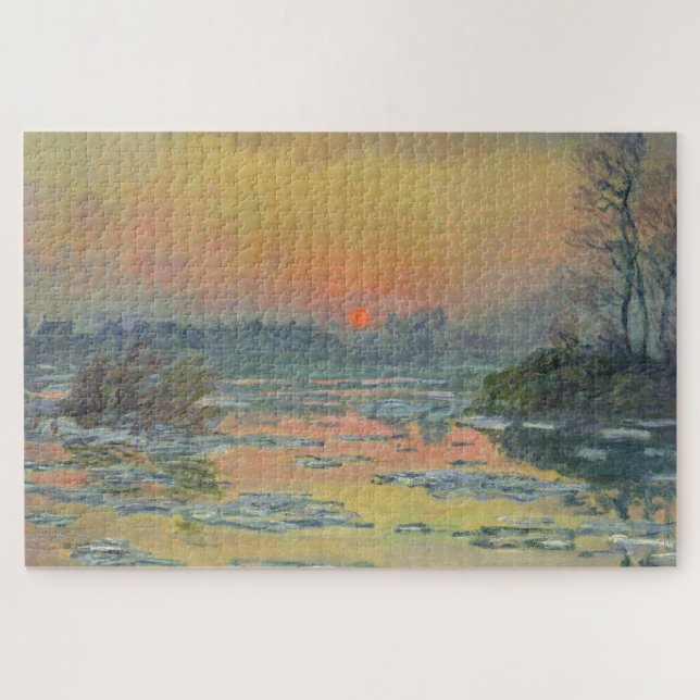 Quebra-cabeça Pôr do sol do rio Sena no inverno (Claude Monet) (Horizontal)