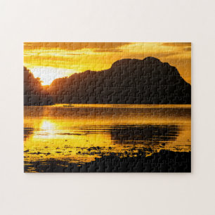 Quebra-cabeça Pôr do sol dourado sobre a baía