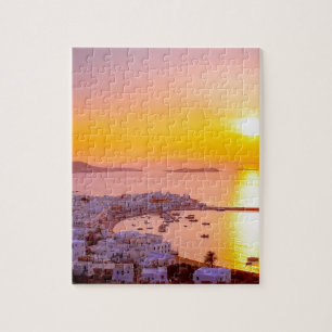 Quebra-cabeça Por do sol em Mykonos, piscina