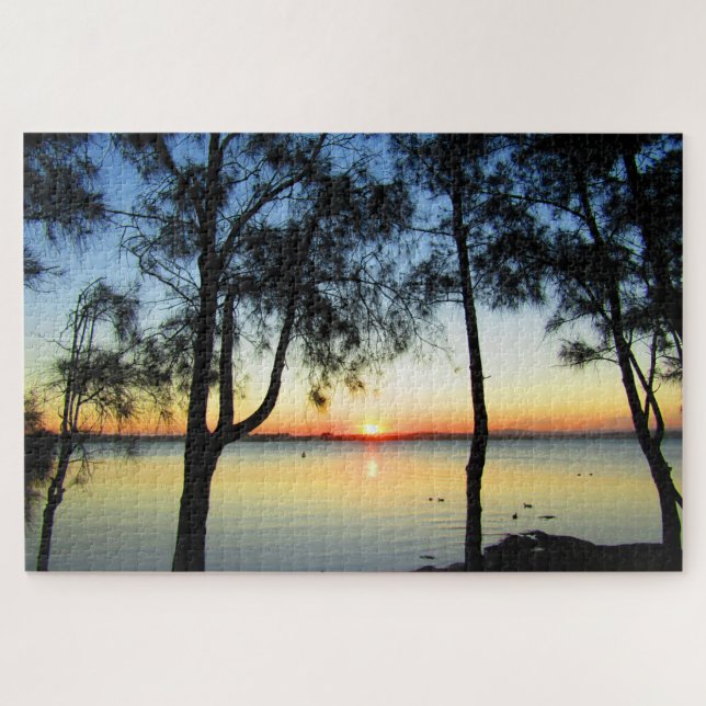 Quebra-cabeça pôr do sol frontal do lago (Horizontal)