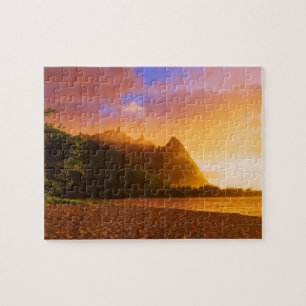 Quebra-cabeça Pôr do sol na praia dourada, Havaí