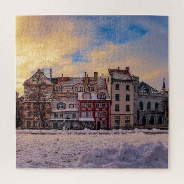 Quebra-cabeça Pôr do sol na rua em Riga (Vertical)