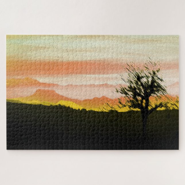 Quebra-cabeça Pôr do sol nas colinas (Horizontal)