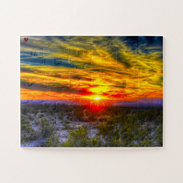 Quebra-cabeça Pôr do Sol no Deserto Texas (Horizontal)