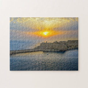 Quebra-cabeça Pôr do sol no porto de Malta.