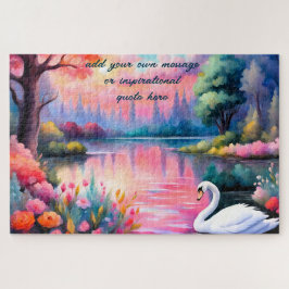 Quebra-cabeça Pôr do Sol Personalizado de Cisne no Lago