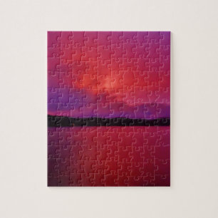 Quebra-cabeça pôr do sol roxo, rosa quente, no lago Arrohead