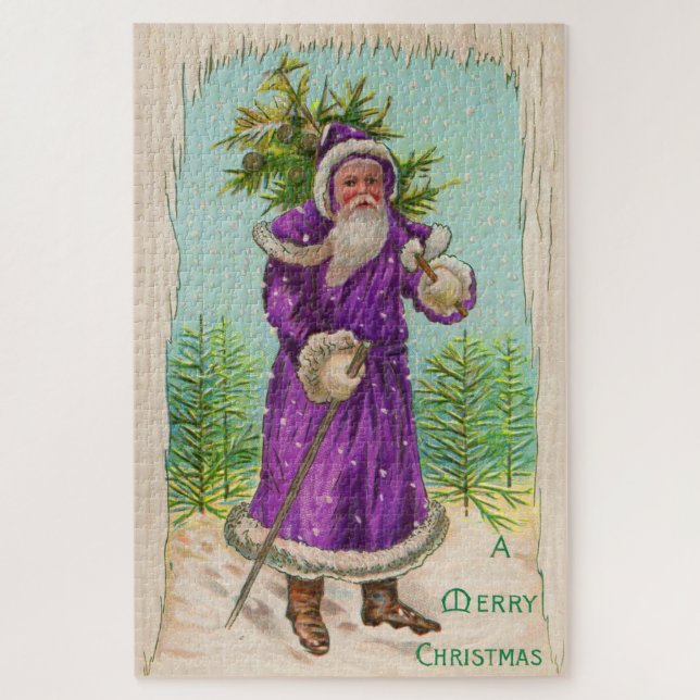 Quebra-cabeça por volta de 1910 Papai Noel com roupa roxa (Vertical)