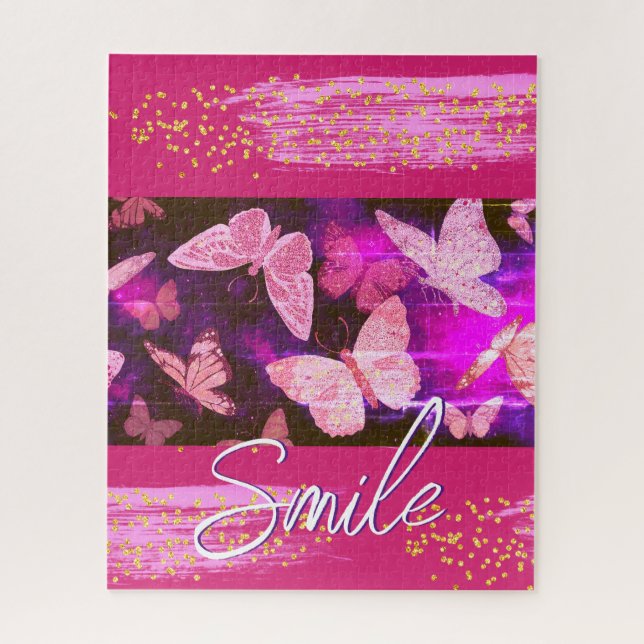 Quebra-cabeça Portas das Borboletas Rosa bonito Abstrato (Vertical)