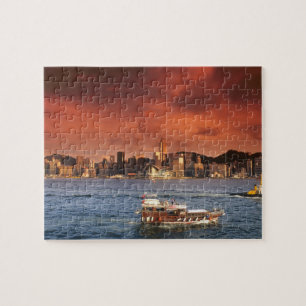Quebra-cabeça Porto de Hong Kong ao Pôr-do-Sol