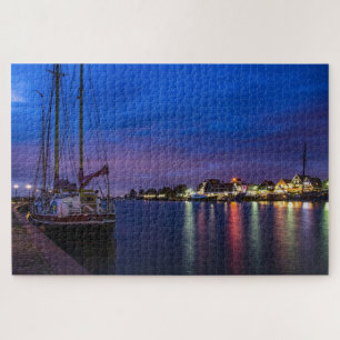 Quebra-cabeça Porto iluminado de Volendam à noite