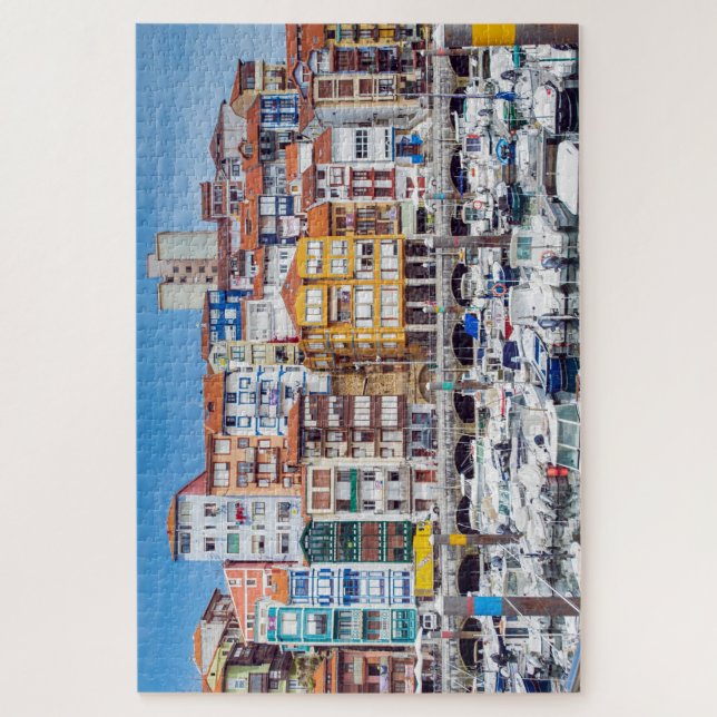 Quebra-cabeça Porto. Porto com Casas e Iates (Vertical)