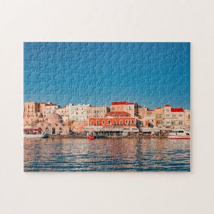 Quebra-cabeça Porto veneziano em Chania à hora azul, Creta,