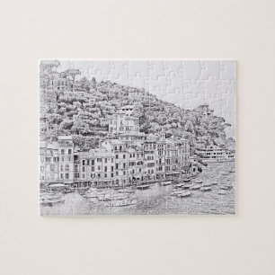 Quebra-cabeça Portofino em preto e branco - 8x10 - 110 pc