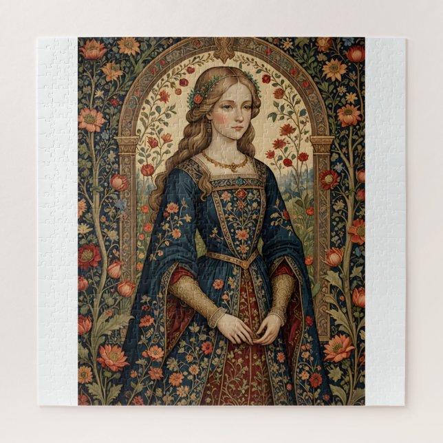 Quebra-cabeça Portrait Dame au jardin moyen-âge renaissance (Vertical)