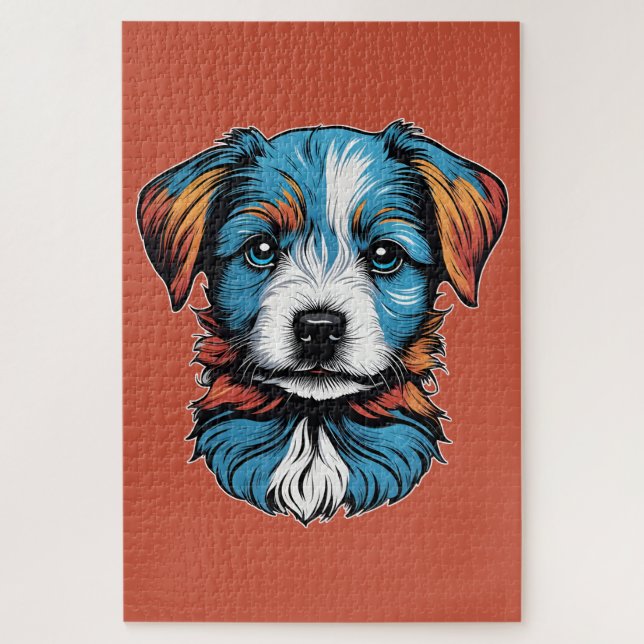 Quebra-cabeça Portrait d'un petit chien bleu (Vertical)