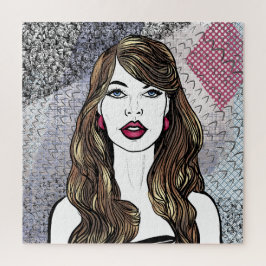 Quebra-cabeça Portrait d'une fille aux longs cheveux bruns