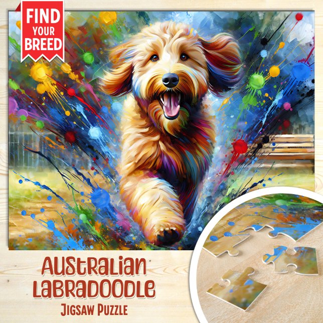Quebra-cabeça Portrato de Cão-Labradoodle australiano - Arte acr (Criador carregado)