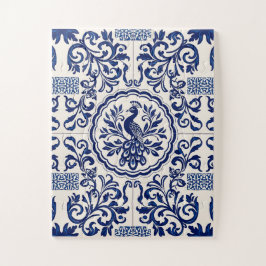 Quebra-cabeça Portuguese Azulejo Peacock Puzzle – Blue & White T