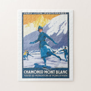 Quebra-cabeça Poster das viagens vintage de Chamonix Mont Blanc