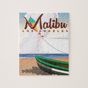 Quebra-cabeça Poster das viagens vintage de Malibu Califórnia